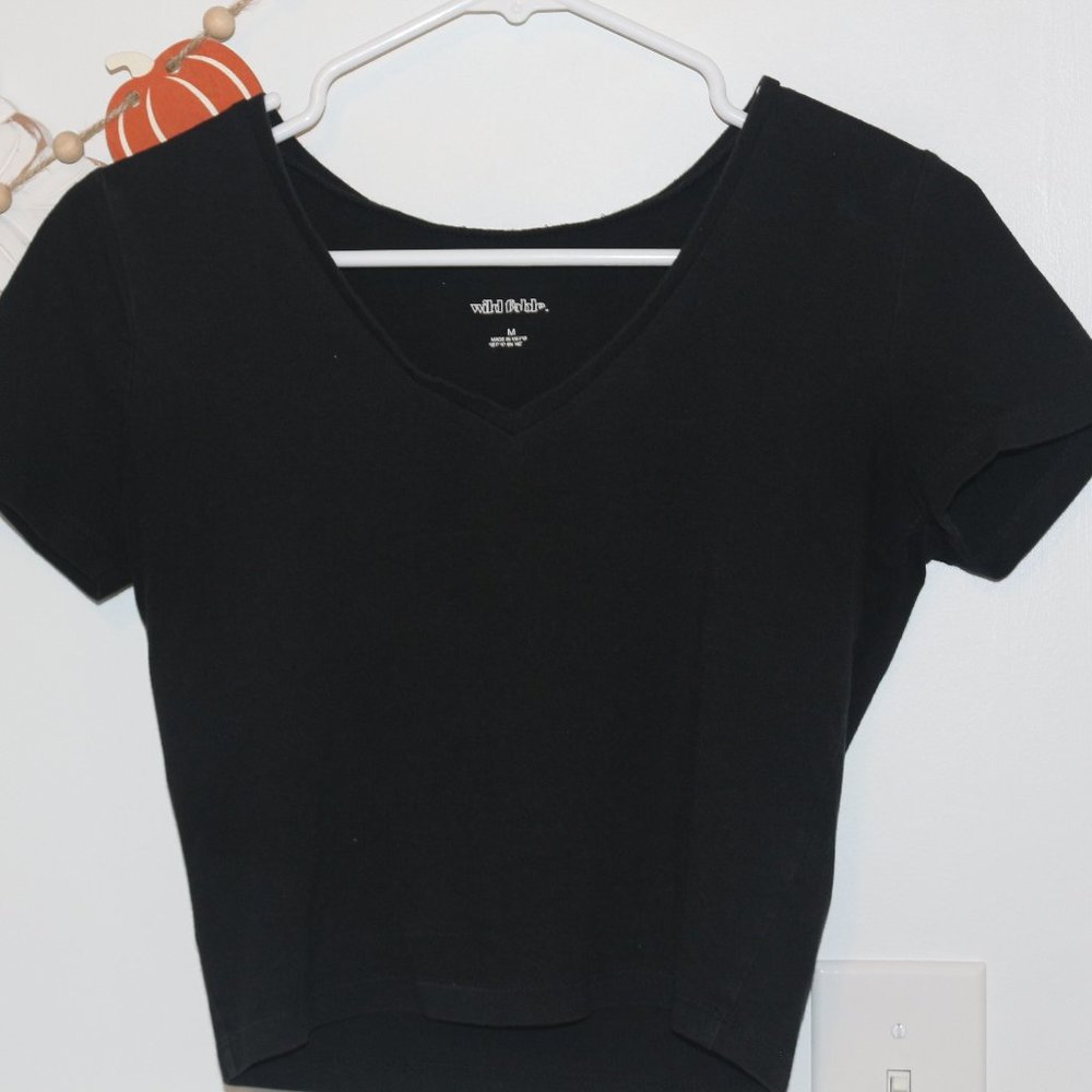 Black V-Neck Crop Top